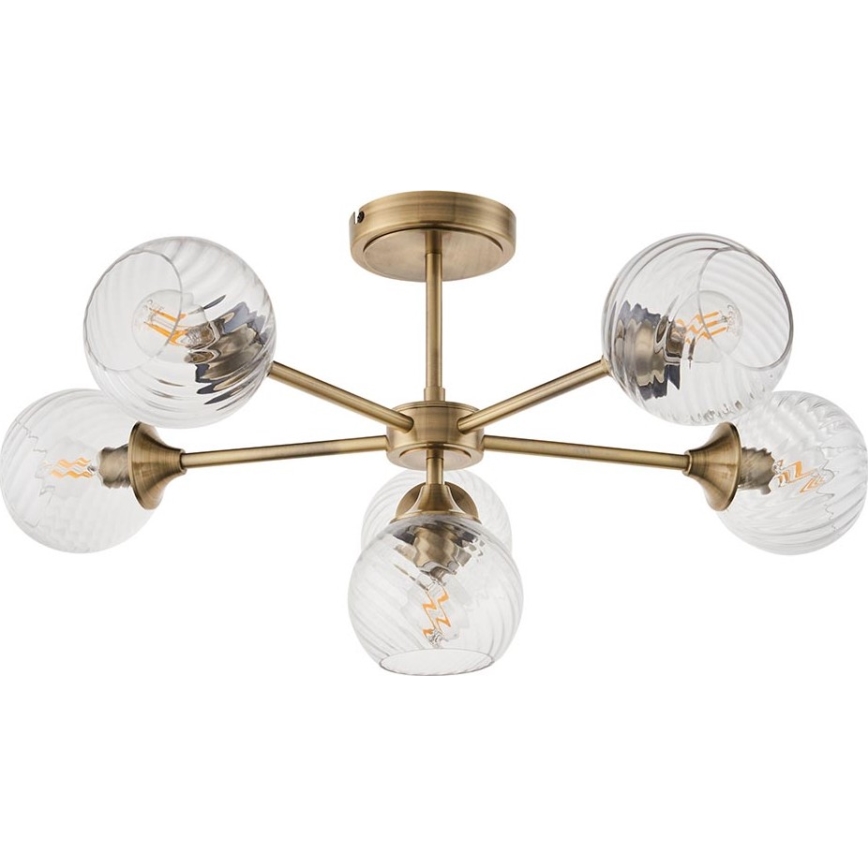 Endon 103171 - Pendellampe ALLEGRA 6xE14/7W/230V messing/transparent