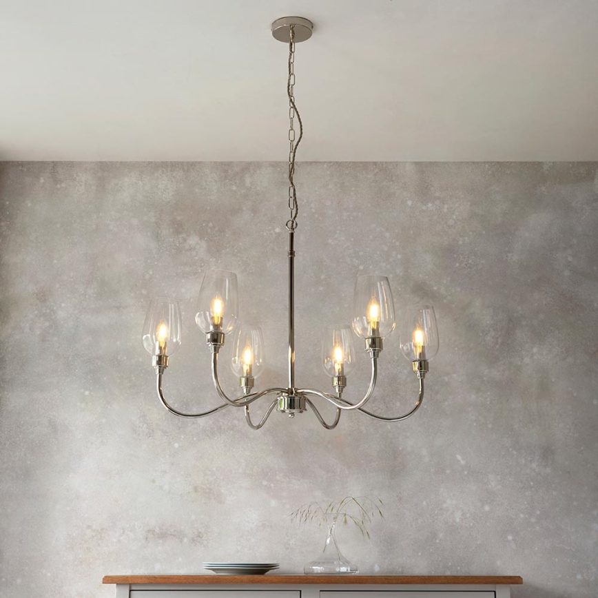 Endon 103315 - Lysekrone på kæde 6xE14/6W/230V poleret krom