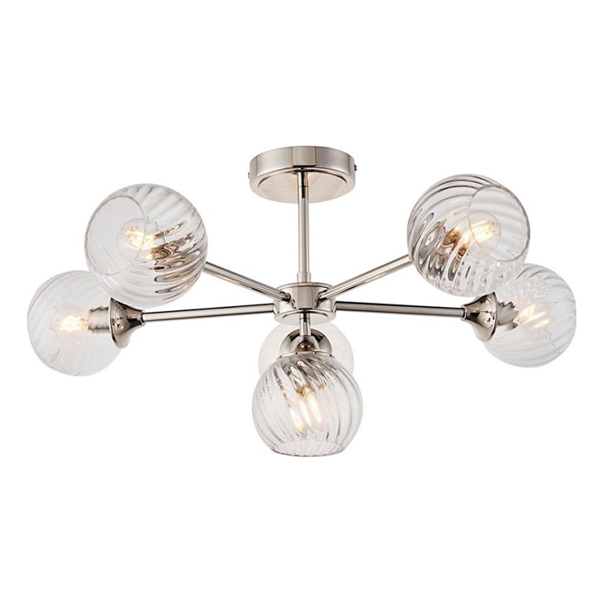 Endon 104050 - Pendellampe ALLEGRA 6xE14/7W/230V skinnende krom/transparent