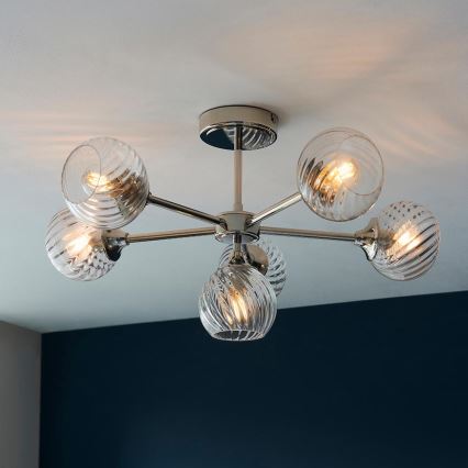 Endon 104050 - Pendellampe ALLEGRA 6xE14/7W/230V skinnende krom/transparent