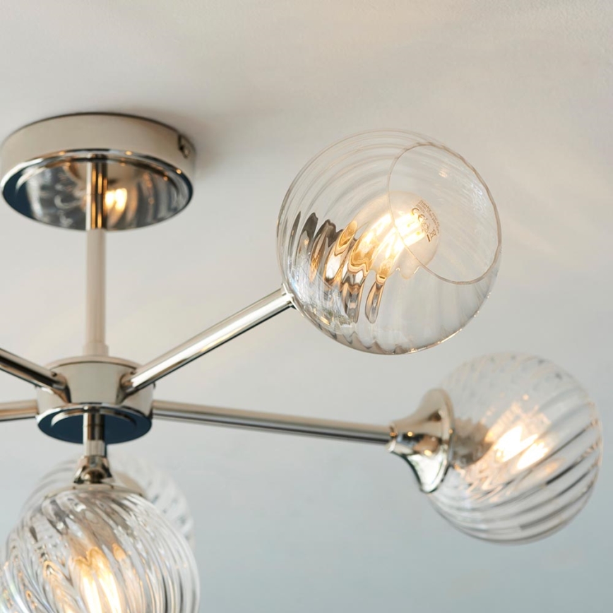 Endon 104050 - Pendellampe ALLEGRA 6xE14/7W/230V skinnende krom/transparent