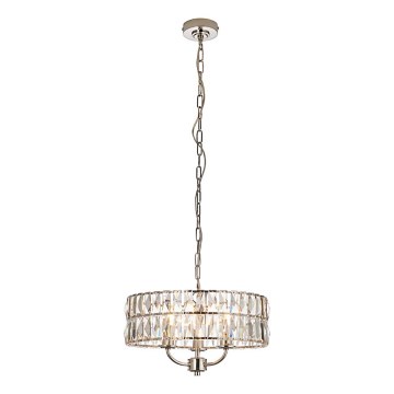 Endon 104466 - Pendel med kædeophæng CLIFTON 3xE14/6W/230V skinnende krom/transparent diameter 38,5 cm