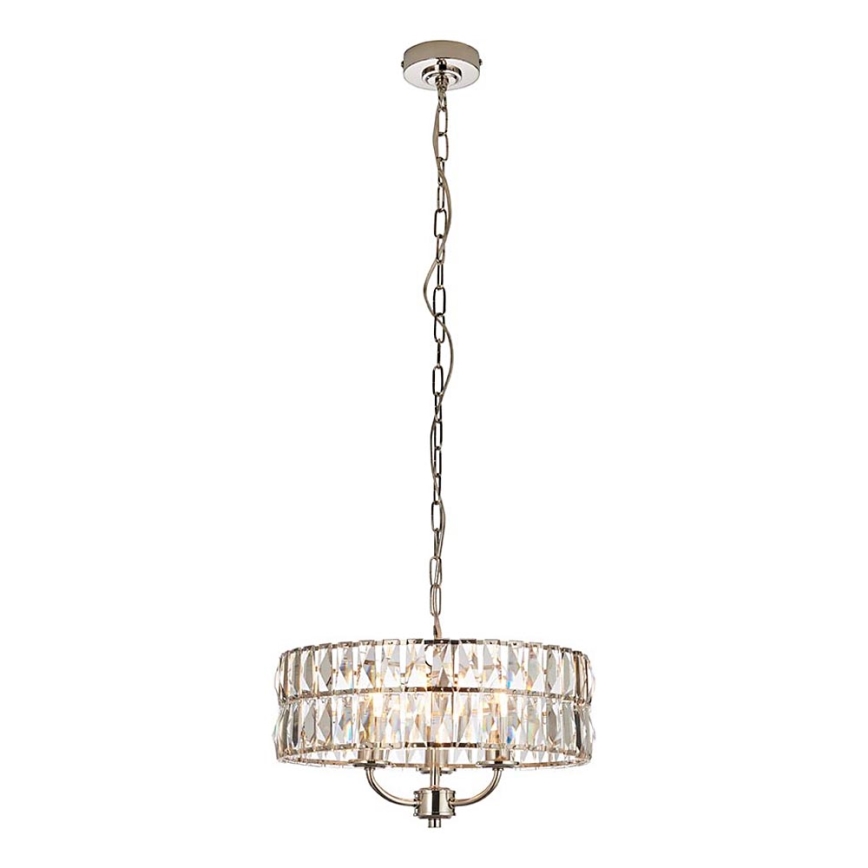 Endon 104466 - Pendel med kædeophæng CLIFTON 3xE14/6W/230V skinnende krom/transparent diameter 38,5 cm