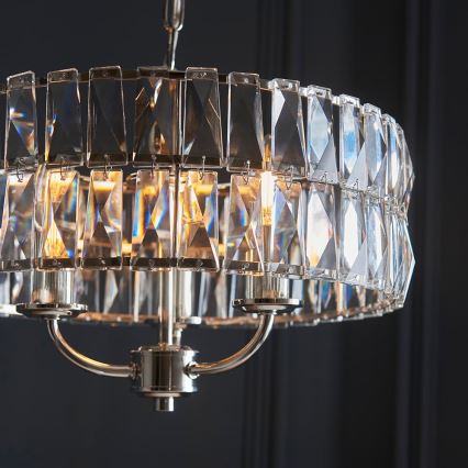 Endon 104466 - Pendel med kædeophæng CLIFTON 3xE14/6W/230V skinnende krom/transparent diameter 38,5 cm
