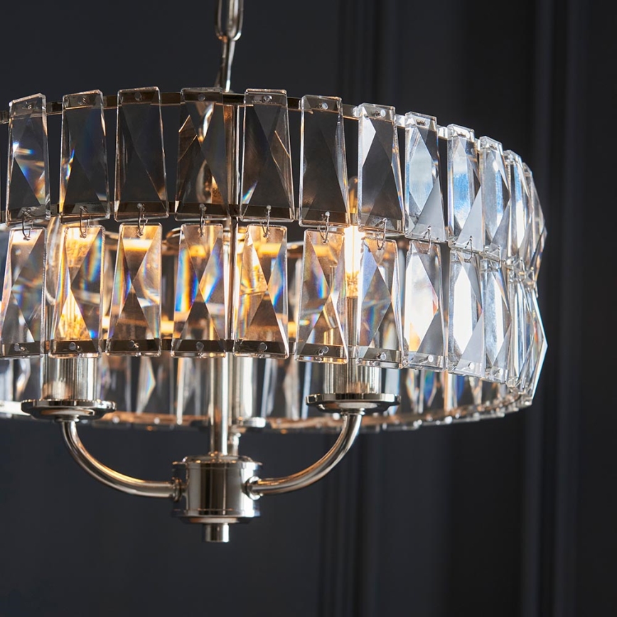 Endon 104466 - Pendel med kædeophæng CLIFTON 3xE14/6W/230V skinnende krom/transparent diameter 38,5 cm