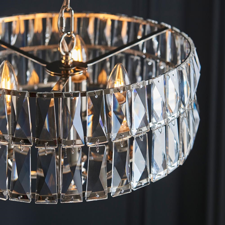 Endon 104466 - Pendel med kædeophæng CLIFTON 3xE14/6W/230V skinnende krom/transparent diameter 38,5 cm