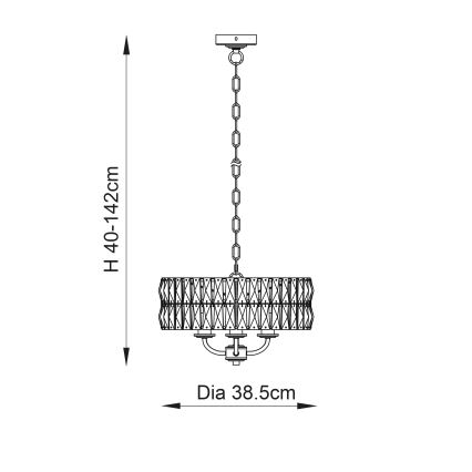 Endon 104466 - Pendel med kædeophæng CLIFTON 3xE14/6W/230V skinnende krom/transparent diameter 38,5 cm