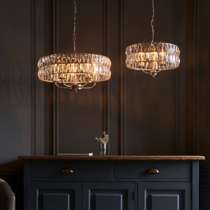 Endon 104467 - Pendel med kædeophæng CLIFTON 5xE14/6W/230V skinnende krom/transparent diameter 50,5 cm