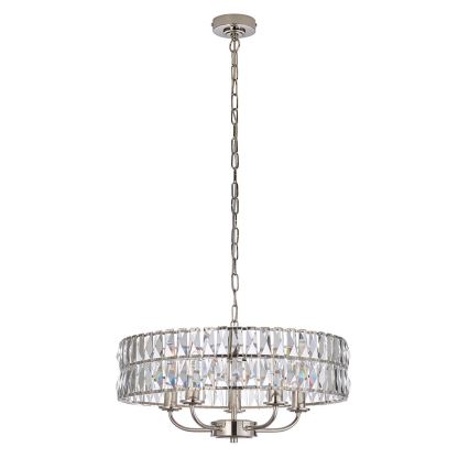 Endon 104467 - Pendel med kædeophæng CLIFTON 5xE14/6W/230V skinnende krom/transparent diameter 50,5 cm