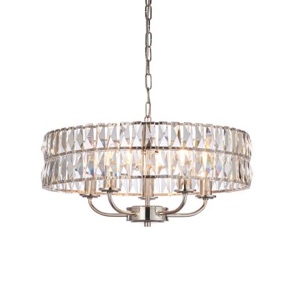 Endon 104467 - Pendel med kædeophæng CLIFTON 5xE14/6W/230V skinnende krom/transparent diameter 50,5 cm