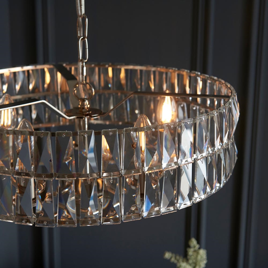 Endon 104467 - Pendel med kædeophæng CLIFTON 5xE14/6W/230V skinnende krom/transparent diameter 50,5 cm