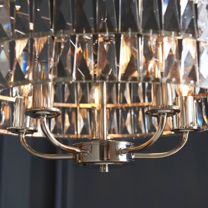 Endon 104467 - Pendel med kædeophæng CLIFTON 5xE14/6W/230V skinnende krom/transparent diameter 50,5 cm