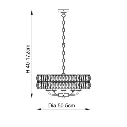 Endon 104467 - Pendel med kædeophæng CLIFTON 5xE14/6W/230V skinnende krom/transparent diameter 50,5 cm