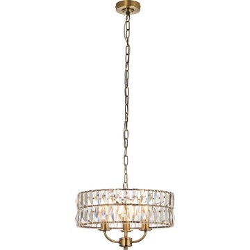 Endon 106243 - Kædeophængt lysekrone CLIFTON 3xE14/6W/230V Ø 38,5 cm messing/klar glas