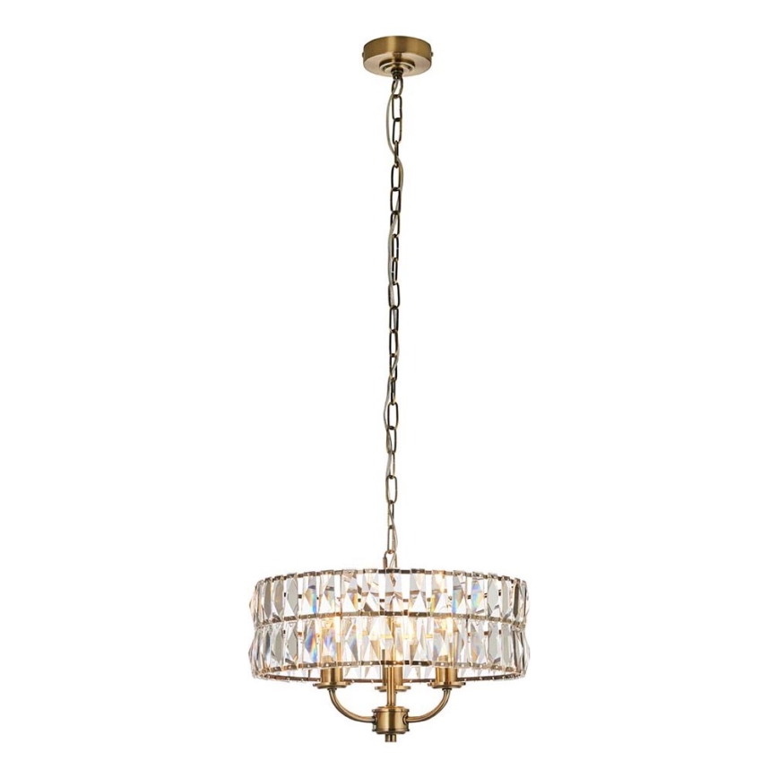 Endon 106243 - Kædeophængt lysekrone CLIFTON 3xE14/6W/230V Ø 38,5 cm messing/klar glas