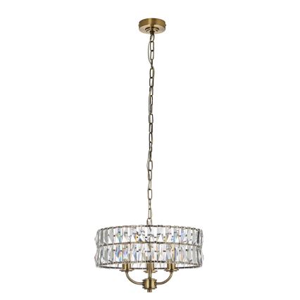 Endon 106243 - Kædeophængt lysekrone CLIFTON 3xE14/6W/230V Ø 38,5 cm messing/klar glas