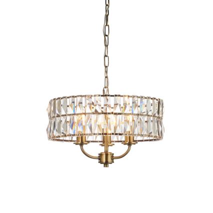 Endon 106243 - Kædeophængt lysekrone CLIFTON 3xE14/6W/230V Ø 38,5 cm messing/klar glas