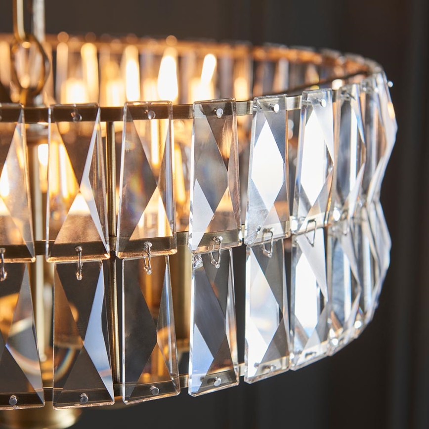 Endon 106243 - Kædeophængt lysekrone CLIFTON 3xE14/6W/230V Ø 38,5 cm messing/klar glas