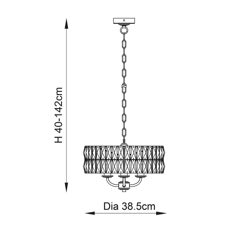 Endon 106243 - Kædeophængt lysekrone CLIFTON 3xE14/6W/230V Ø 38,5 cm messing/klar glas