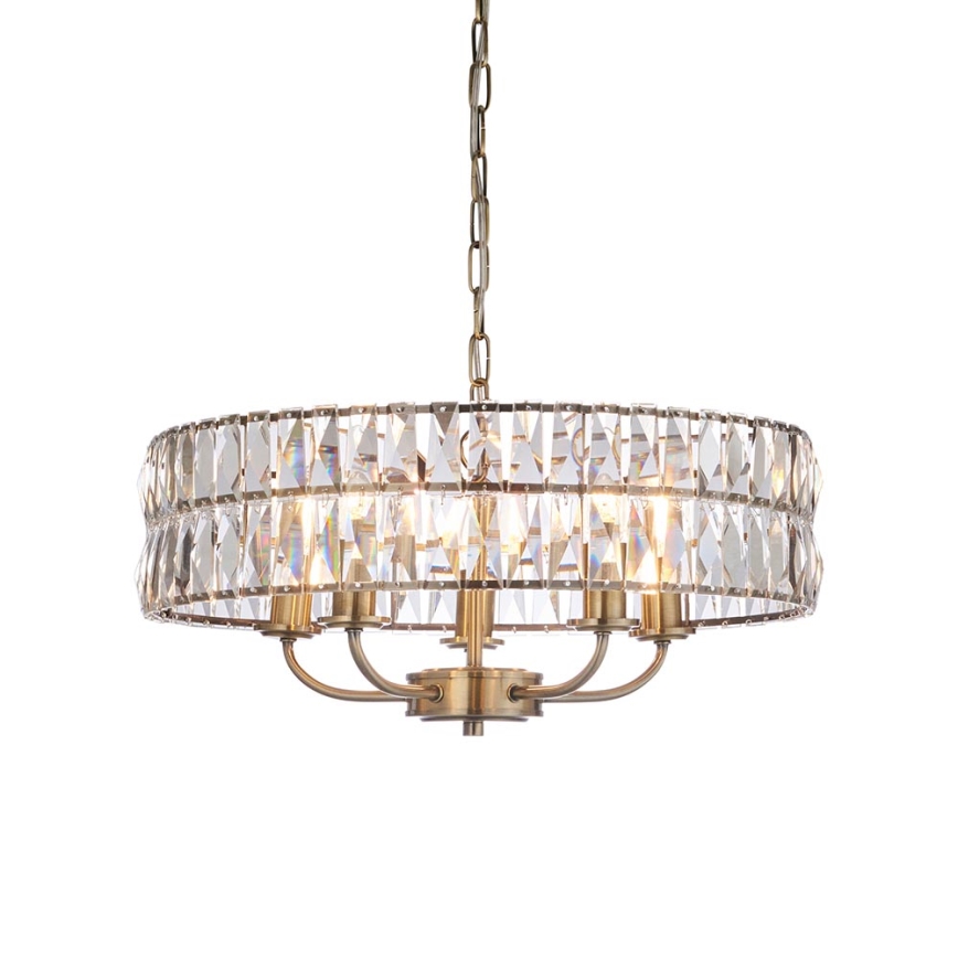Endon 106244 - Lysekrone med kæde CLIFTON 5xE14/6W/230V messing/klar