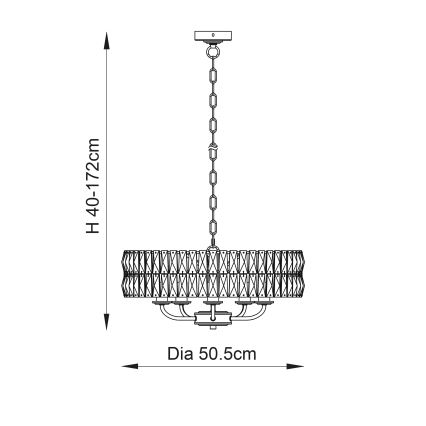 Endon 106244 - Lysekrone med kæde CLIFTON 5xE14/6W/230V messing/klar