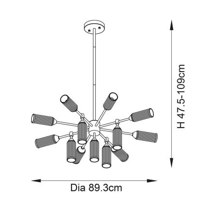 Endon 106256 - Pendellampe TOUR 13xG9/3W/230V messing