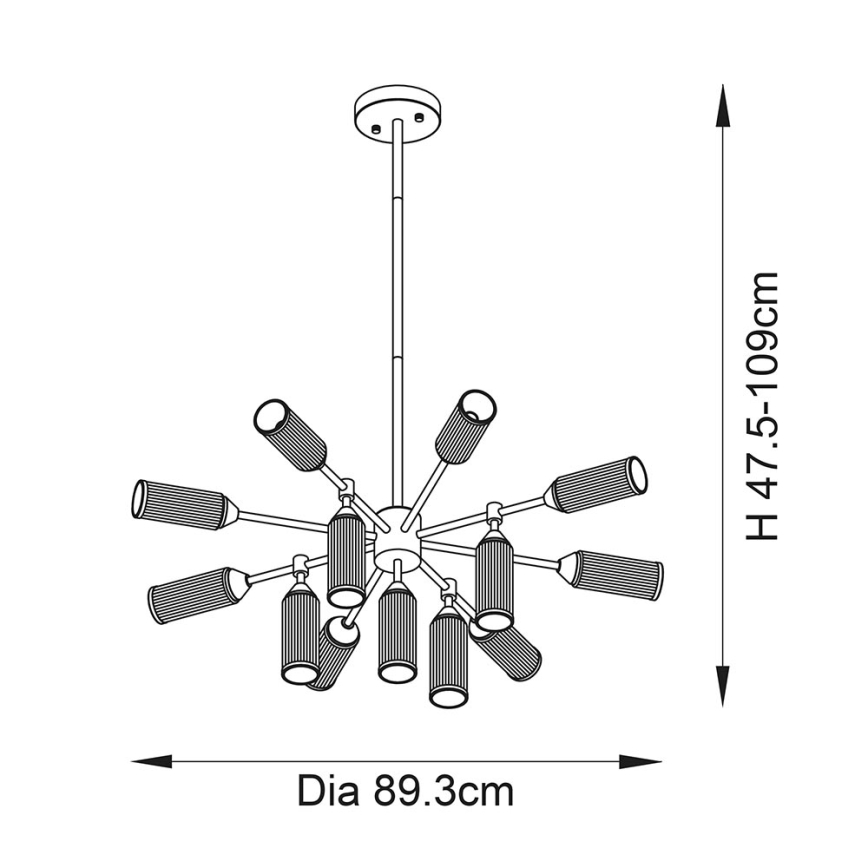 Endon 106256 - Pendellampe TOUR 13xG9/3W/230V messing