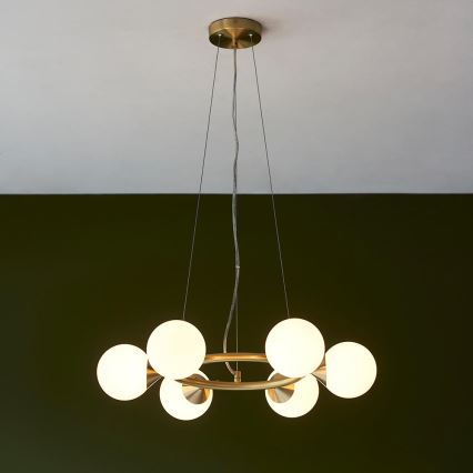 Endon 106390 - Pendel med wireophæng OTIS 6xG9/3W/230V guldfarvet