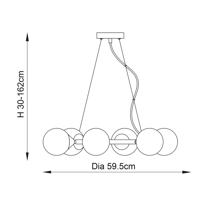 Endon 106390 - Pendel med wireophæng OTIS 6xG9/3W/230V guldfarvet