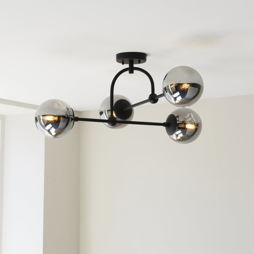 Endon 106662 - Loftlampe ONTARIO 4xE14/7W/230V sort/røget