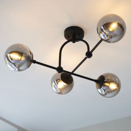 Endon 106662 - Loftlampe ONTARIO 4xE14/7W/230V sort/røget