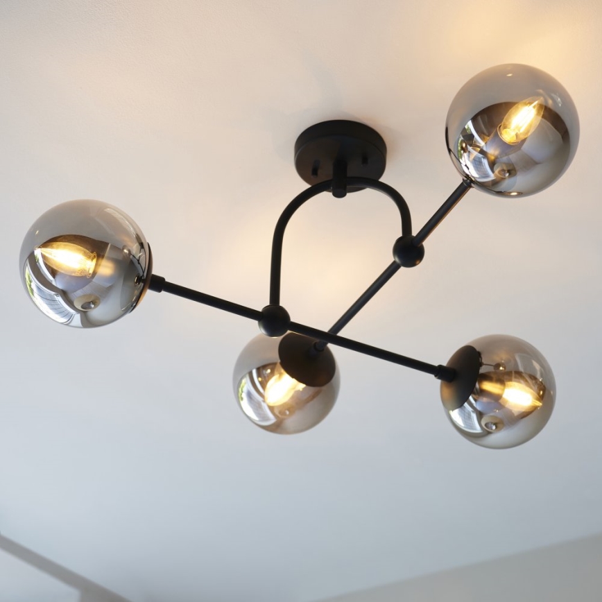 Endon 106662 - Loftlampe ONTARIO 4xE14/7W/230V sort/røget