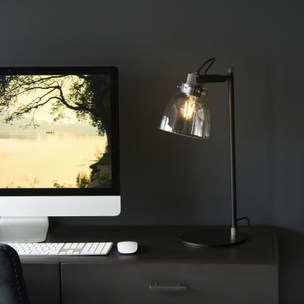 Endon 107012 - Bordlampe URBAN 1xE27/10W/230V sort/røget sort