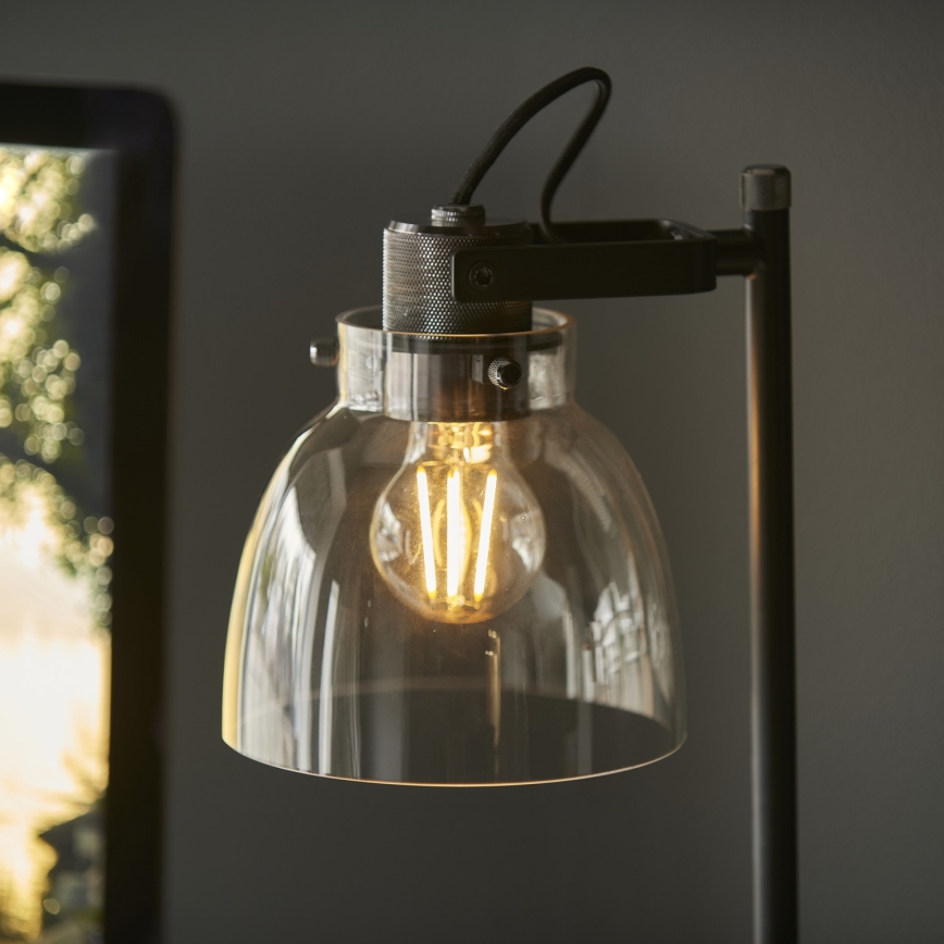 Endon 107012 - Bordlampe URBAN 1xE27/10W/230V sort/røget sort
