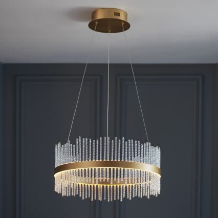 Endon 107671 - LED pendel dæmpbar ADRIEL LED/41W/230V 3000K diameter 51 cm guldfarvet/transparent