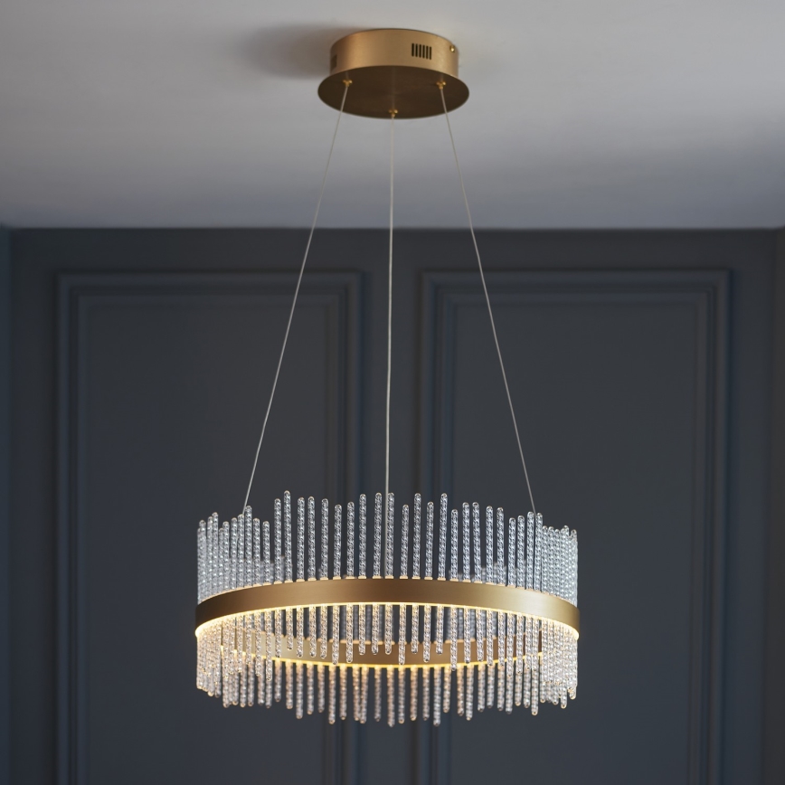 Endon 107671 - LED pendel dæmpbar ADRIEL LED/41W/230V 3000K diameter 51 cm guldfarvet/transparent