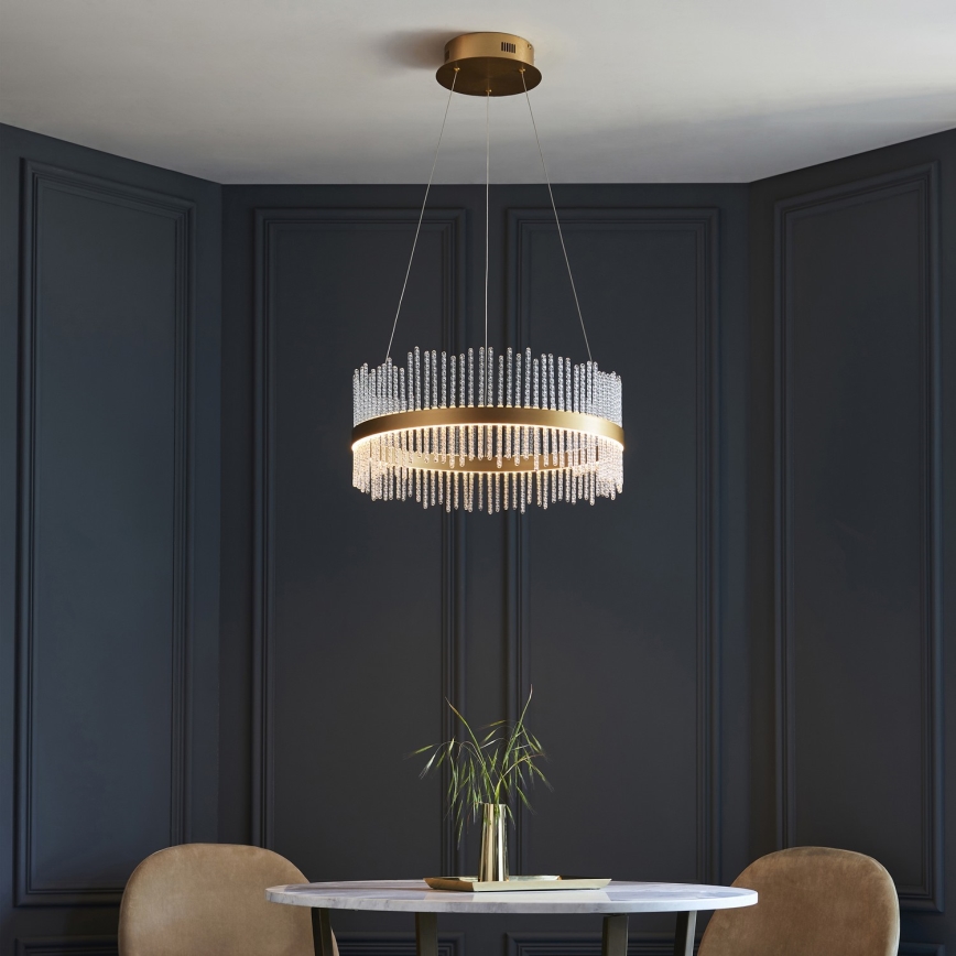 Endon 107671 - LED pendel dæmpbar ADRIEL LED/41W/230V 3000K diameter 51 cm guldfarvet/transparent