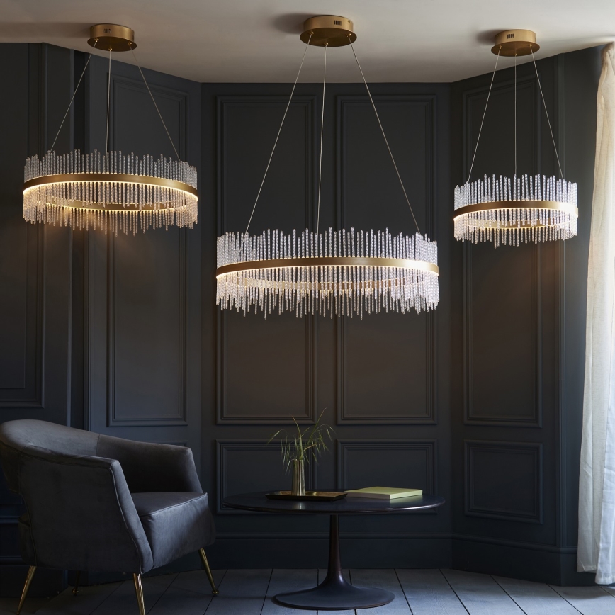 Endon 107671 - LED pendel dæmpbar ADRIEL LED/41W/230V 3000K diameter 51 cm guldfarvet/transparent