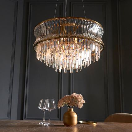 Endon 107785 - Lysekrone med wireophæng 9xE14/6W/230V, guld