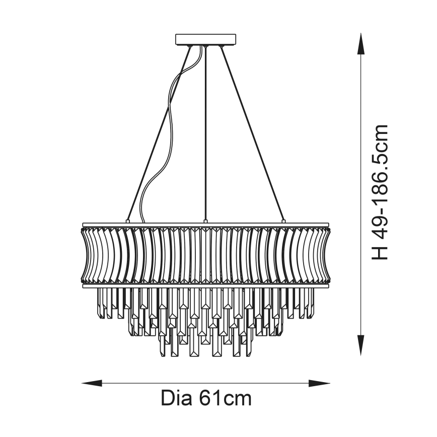 Endon 107785 - Lysekrone med wireophæng 9xE14/6W/230V, guld