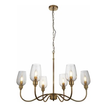 Endon 107791 - Kædeophængt lysekrone 6xE14/6W/230V i messing