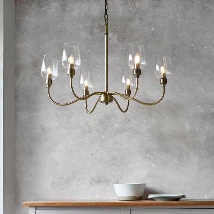 Endon 107791 - Kædeophængt lysekrone 6xE14/6W/230V i messing