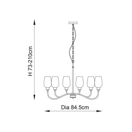 Endon 107791 - Kædeophængt lysekrone 6xE14/6W/230V i messing