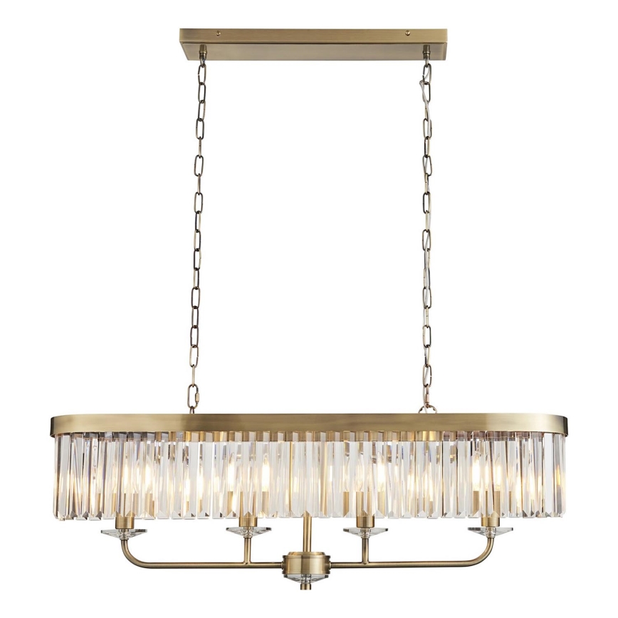 Endon 110539 - Kædeophængt lysekrone CHESTERFIELD 4xE14/6W/230V messing