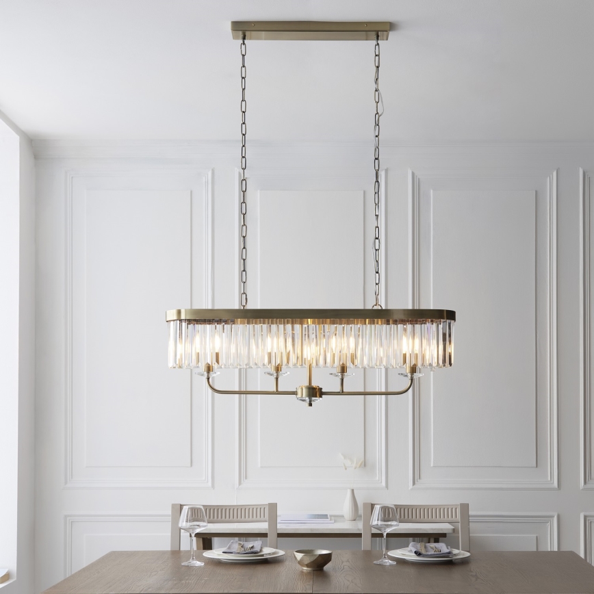 Endon 110539 - Kædeophængt lysekrone CHESTERFIELD 4xE14/6W/230V messing
