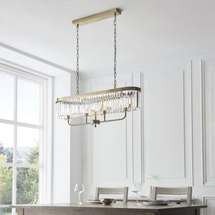 Endon 110539 - Kædeophængt lysekrone CHESTERFIELD 4xE14/6W/230V messing
