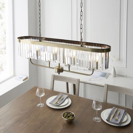 Endon 110539 - Kædeophængt lysekrone CHESTERFIELD 4xE14/6W/230V messing