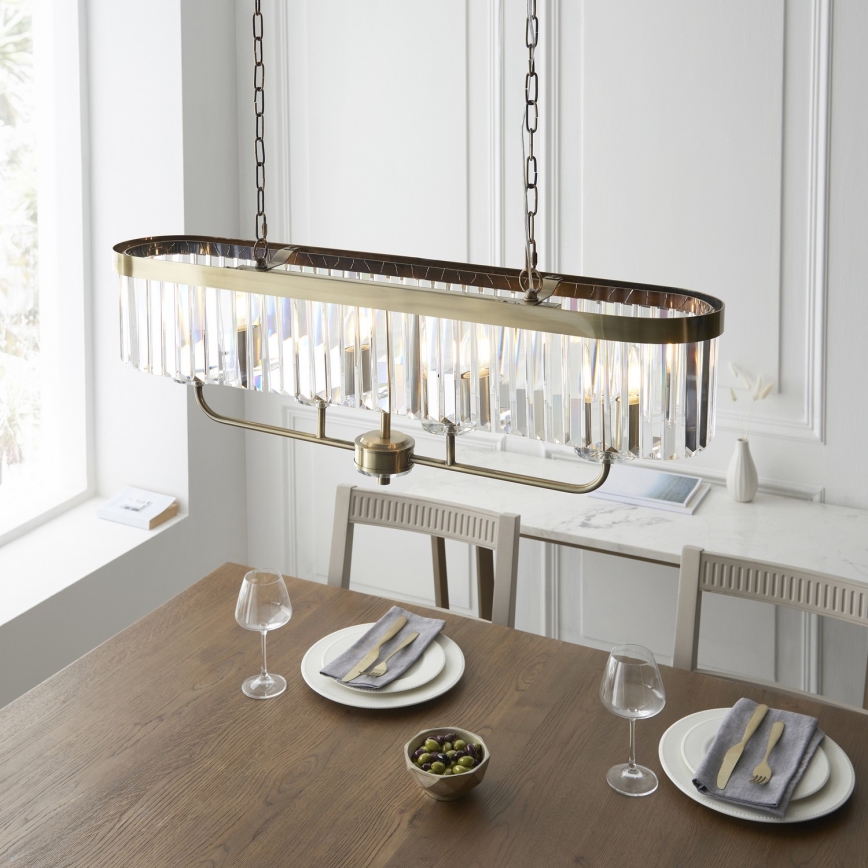 Endon 110539 - Kædeophængt lysekrone CHESTERFIELD 4xE14/6W/230V messing