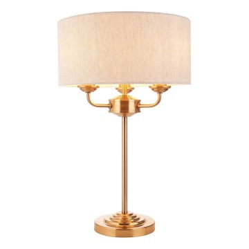 Endon 110721 - Bordlampe HIGHCLERE 3xE14/18W/230V beige/messing