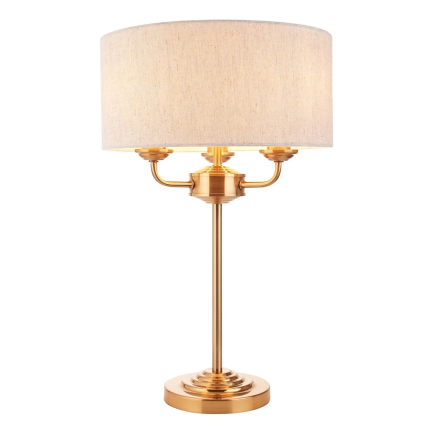 Endon 110721 - Bordlampe HIGHCLERE 3xE14/18W/230V beige/messing